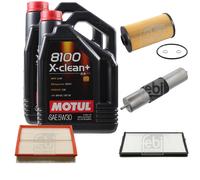 FEBI BILSTEIN Controllo Set 10L Motul 8100 X-Clean+ 5W30 Per BMW 5er E34