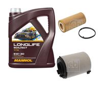 FEBI BILSTEIN Controllo Set 5L MANNOL LONGLIFE 504/507 5W-30 Per VW EOS 1F7