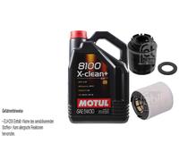 FEBI BILSTEIN Controllo set 5L Motul 8100 X-clean + 5W30 per VW Polo 6R1 6C1