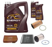FEBI BILSTEIN Controllo Set 7 L MANNOL Energy 5W-30 per Volvo XC90 I D5 AWD