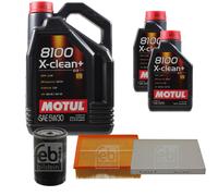 FEBI BILSTEIN Controllo Set 7L Motul 8100 X-Clean+ 5W30 Per Audi A4 8E2 B6