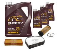 FEBI BILSTEIN Controllo Set 8L MANNOL Energy 5W-30 per Mercedes E-Klasse W210