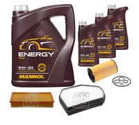 FEBI BILSTEIN Controllo Set 8L MANNOL Energy 5W-30 per Mercedes E-Klasse W210