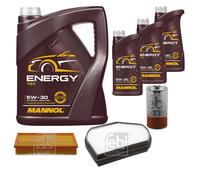 FEBI BILSTEIN Controllo Set 8L MANNOL Energy 5W-30 per Mercedes E-Klasse W210