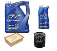 FEBI BILSTEIN Pacchetto di ispezione 6L MANNOL Defender 10W-40 per Peugeot 307