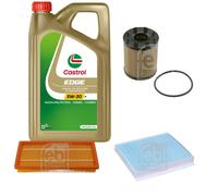 FEBI Controllo Set 5L CASTROL Olio Motore EDGE 5W-30 M Per Opel Combo Tour 1.4