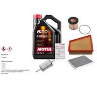 Febi Controllo Set 5L di Motul 8100 x-Pulire 0W-30 per VW Fox
