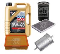 FEBI Controllo Set 5L LIQUI MOLY 10W-40 Leichtlauf Per Audi A4 8E2 B6 1.8 T