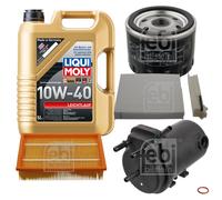 FEBI Controllo Set 5L LIQUI MOLY 10W-40 Leichtlauf Per Nissan Note E11 NE11