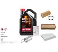 Febi Controllo Set 5L Motul 8100 x-Pulire 0W-30 per Audi A3 Sportback 2.0 FSI
