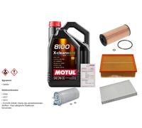 Febi Controllo Set 5L Motul 8100 x-Pulire 0W-30 per Audi A4 Avant 1.9 Tdi
