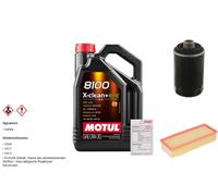 Febi Controllo Set 5L Motul 8100 x-Pulire 0W-30 per Audi Q3 2.0 TFSI Quattro
