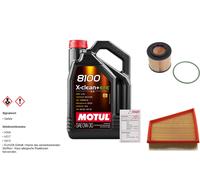Febi Controllo Set 5L Motul 8100 x-Pulire 0W-30 per Di VW Fox
