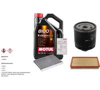 Febi Controllo Set 5L Motul 8100 x-Pulire 0W-30 per VW Bora 1.6 16V