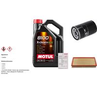 Febi Controllo Set 5L Motul 8100 x-Pulire 0W-30 per VW Bora 1.6 2.0