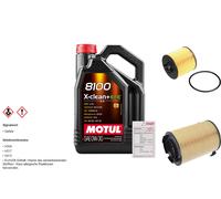 Febi Controllo Set 5L Motul 8100 x-Pulire 0W-30 per VW Golf V 1.4 TSI Tiguan