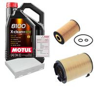Febi Controllo Set 5L Motul 8100 x-Pulire 0W-30 per VW Golf Variant Plus 2.0 Tdi