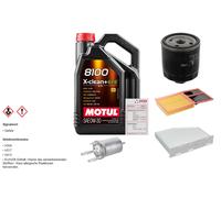 Febi Controllo Set 5L Motul 8100 x-Pulire 0W-30 per VW Golf VI 1.4 Seat Leon