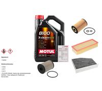 Febi Controllo Set 5L Motul 8100 x-Pulire 0W-30 per VW Golf VI 1.6 Tdi 2.0