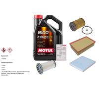 Febi Controllo Set 5L Motul 8100 x-Pulire 0W-30 per VW Polo 1.6