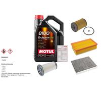Febi Controllo Set 5L Motul 8100 x-Pulire 0W-30 per VW Polo 1.6 Tdi T-Cross