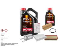 FEBI Controllo set 6L MOTUL 8100 X-PULIRE 0W-30 per Audi A3 Sportback 2.0 FSI