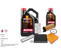 Febi Controllo Set 6L Motul 8100 x-Pulire 0W-30 per BMW 2 Coupé 218d 220d 1er