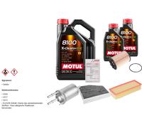 Febi Controllo Set 7L Motul 8100 x-Pulire 0W-30 per Audi A3 Sportback 2.0 Tdi