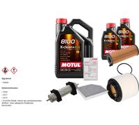 Febi Controllo Set 7L Motul 8100 x-Pulire 0W-30 per Audi A4 Avant 3.0 Tdi