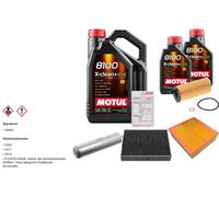 Febi Controllo Set 7L Motul 8100 x-Pulire 0W-30 per BMW 1er 118d 120d 4 Gran
