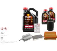 Febi Controllo Set 7L Motul 8100 x-Pulire 0W-30 per Seat Exeo Pezzi 1.8 TSI 2.0