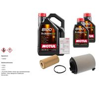 Febi Controllo Set 7L Motul 8100 x-Pulire 0W-30 per VW EOS 2.0 FSI Golf Di V