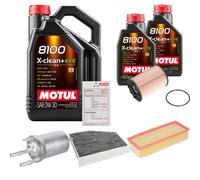 Febi Controllo Set 7L Motul 8100 x-Pulire 0W-30 per VW Golf V Variant 2.0