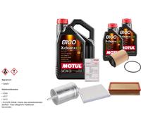 Febi Controllo Set 7L Motul 8100 x-Pulire 0W-30 per VW Multivan A V 3.2