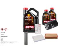 Febi Controllo Set 7L Motul 8100 x-Pulire 0W-30 per VW Transporter V. Bus