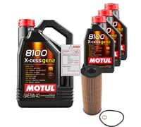 Febi Controllo Set 8L Motul 8100 x-Cess 5W-40 per BMW 3er Touring 318d 5er