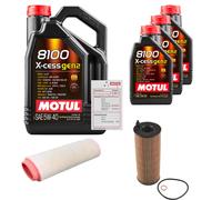 FEBI Controllo Set 8L MOTUL 8100 X-CESS 5W-40 Per BMW 5er Touring 520d