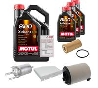 FEBI Controllo Set 8L MOTUL 8100 X-CLEAN 0W-30 Per VW EOS 2.0 FSI Golf V