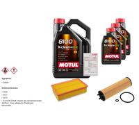 FEBI Controllo set 8L MOTUL 8100 X-CLEAN 0W-30 per VW Passat Variant 2.0 TDI