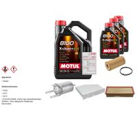 Febi Controllo Set 8L Motul 8100 x-Pulire 0W-30 per Audi A3 Sportback 2.0