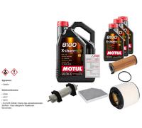 Febi Controllo Set 8L Motul 8100 x-Pulire 0W-30 per Audi A4 Avant 3.0 Tdi