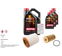 Febi Controllo Set 8L Motul 8100 x-Pulire 0W-30 per Audi A7 Sportback 3.0