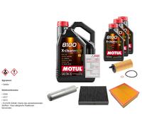 Febi Controllo Set 8L Motul 8100 x-Pulire 0W-30 per BMW 1er 118d 120d 4