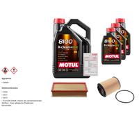 Febi Controllo Set 8L Motul 8100 x-Pulire 0W-30 per Volkswagen Multivan V 3.2