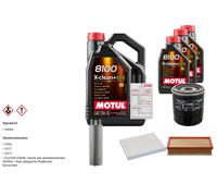 Febi Controllo Set 8L Motul 8100 x-Pulire 0W-30 per VW Di California T5