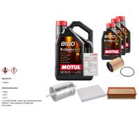 Febi Controllo Set 8L Motul 8100 x-Pulire 0W-30 per VW Di Multivan V 3.2