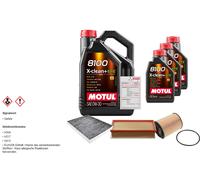 Febi Controllo Set 8L Motul 8100 x-Pulire 0W-30 per VW Multivan A V 3.2