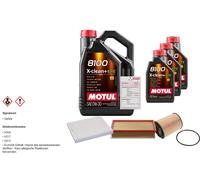 Febi Controllo Set 8L Motul 8100 x-Pulire 0W-30 per VW Multivan Di V 3.2