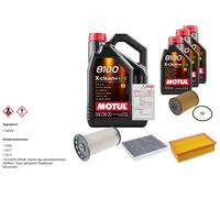 Febi Controllo Set 8L Motul 8100 x-Pulire 0W-30 per VW Passat Variant 2.0 Tdi