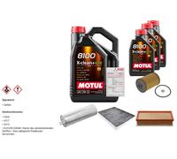 Febi Controllo Set 8L Motul 8100 x-Pulire 0W-30 per VW Transporter VI Kasten